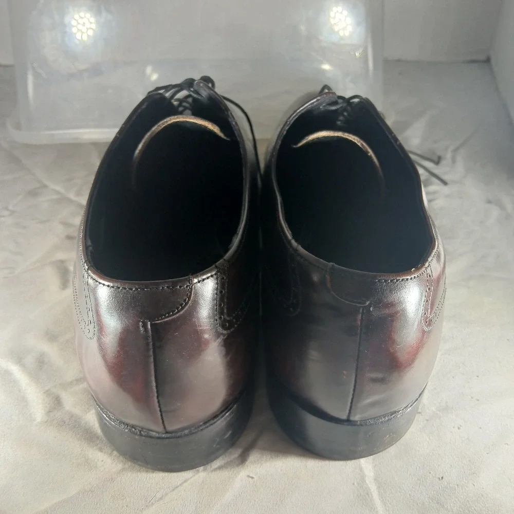 French Shriner Sterling Mens 11.5 B Burgundy Leather Cap Toe‎ Oxford Dress Shoes
